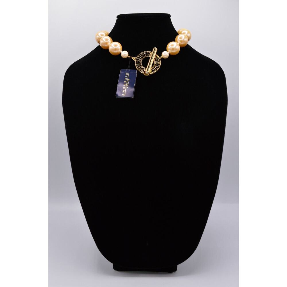 Givenchy Vintage Runway Logo Choker Necklace Chunky Pearl Bold NOS 1980s BinN - Picture 3 of 12